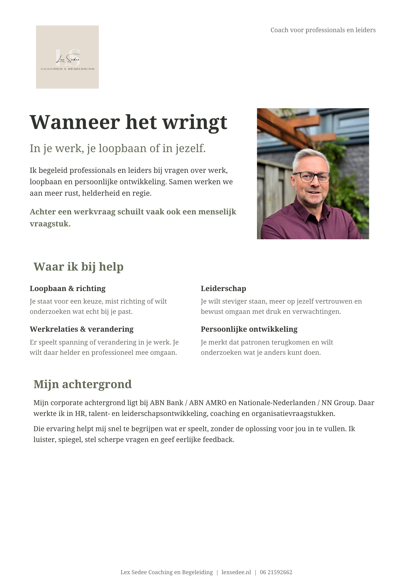 Voorbeeld van de coachingfolder van Lex Sedee